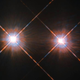 Alpha Centauri A (left) and Alpha Centauri B as viewed by the Hubble Space Telescope.